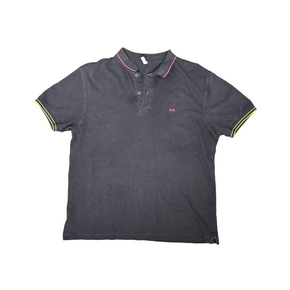Sun68 Mens Polo Shirt - Dark Gray With Neon Green & Pink Accents size XXL - Picture 5 of 7